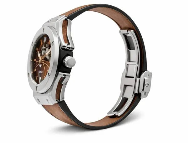 Hublot Skeleton Dial – Black Leather Strap (Waterproof)