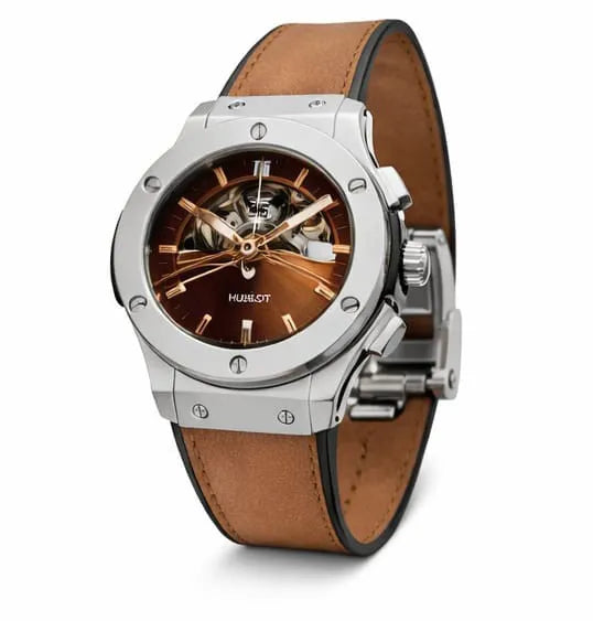 Hublot Skeleton Dial – Black Leather Strap (Waterproof)