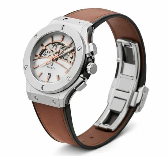 Hublot Skeleton Dial – Black Leather Strap (Waterproof)