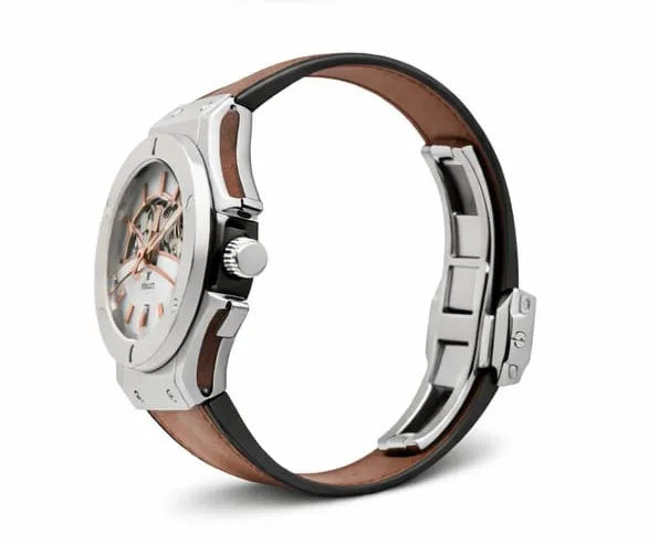 Hublot Skeleton Dial – Black Leather Strap (Waterproof)