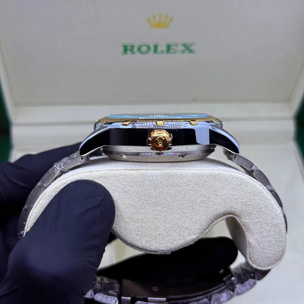Rolex Automatic – Two Tone Stainless Steel Chain (Gold Dial)