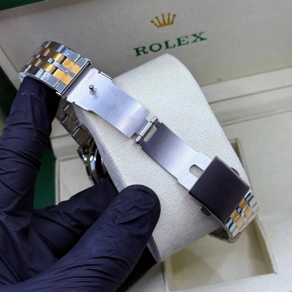 Rolex Automatic – Two Tone Stainless Steel Chain (Gold Dial)