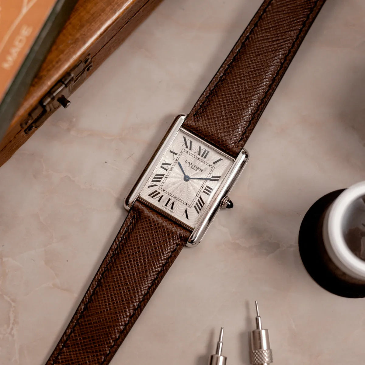 Cartier Classic Tank – Black Leather Strap Edition