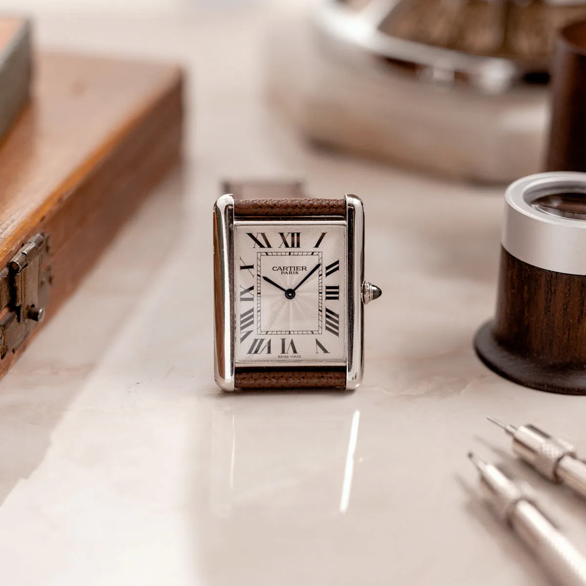 Cartier Classic Tank – Black Leather Strap Edition