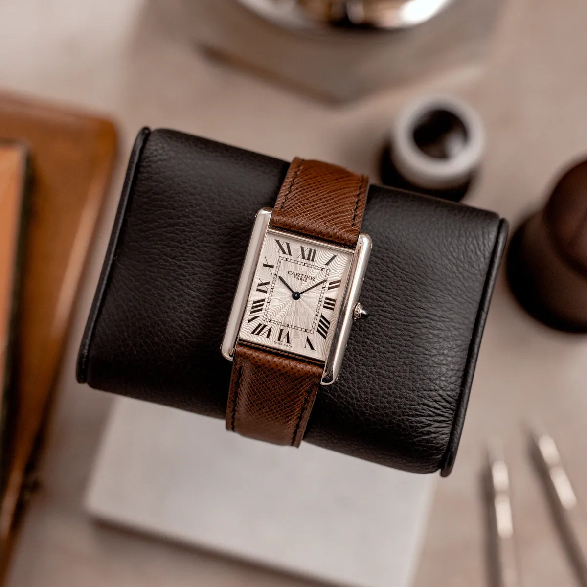 Cartier Classic Tank – Black Leather Strap Edition
