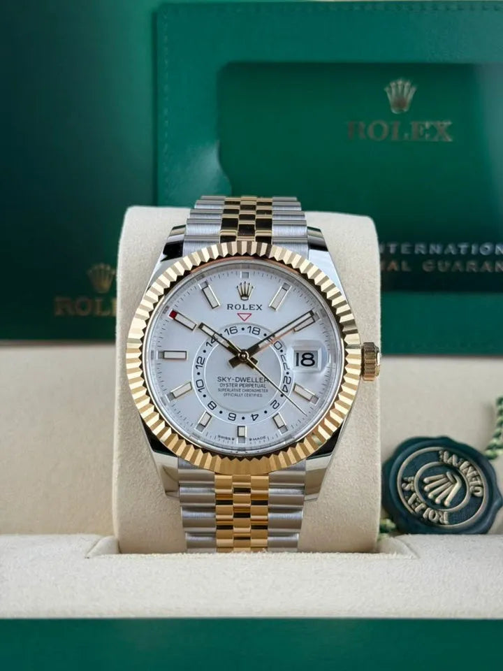 Rolex Sky-Dweller – Silver Stainless Steel Chain (White Dial)