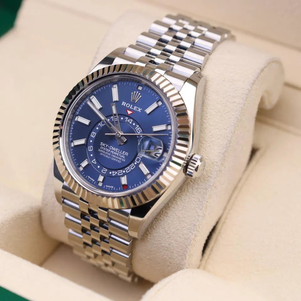 Rolex Sky-Dweller – Silver Stainless Steel Chain (White Dial)