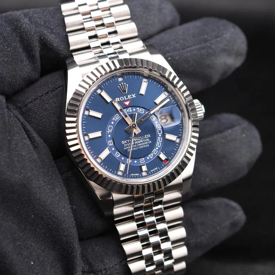 Rolex Sky-Dweller – Silver Stainless Steel Chain (White Dial)