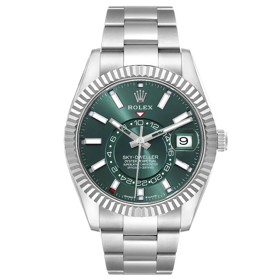 Rolex Sky-Dweller – Silver Stainless Steel Chain (White Dial)