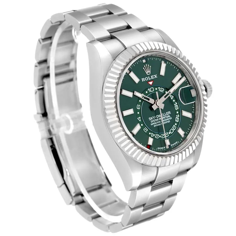 Rolex Sky-Dweller – Silver Stainless Steel Chain (White Dial)