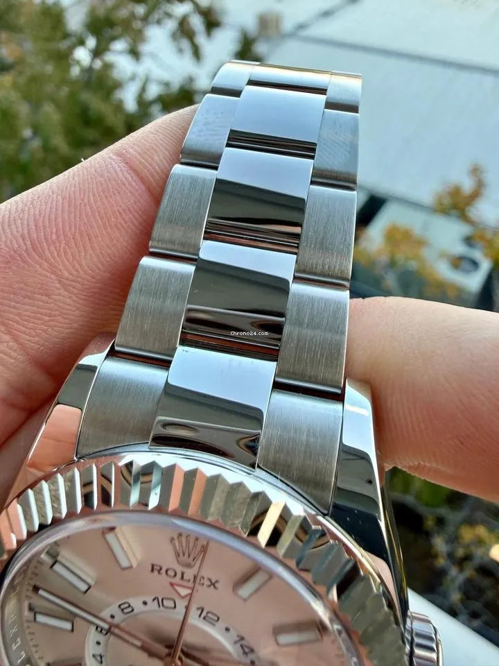 Rolex Sky-Dweller – Silver Stainless Steel Chain (White Dial)