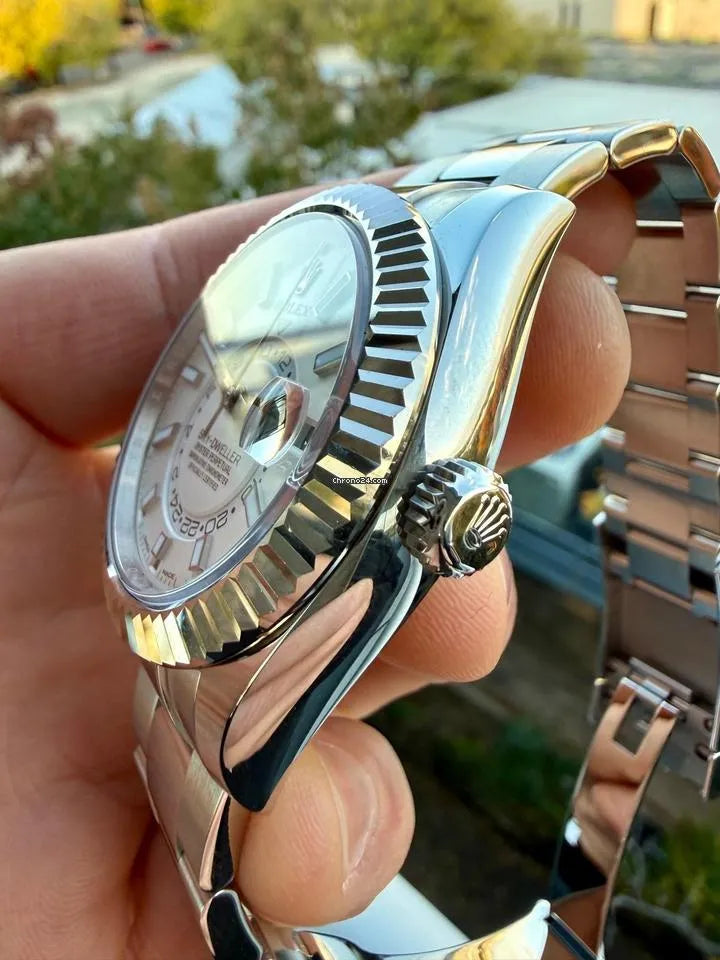 Rolex Sky-Dweller – Silver Stainless Steel Chain (White Dial)