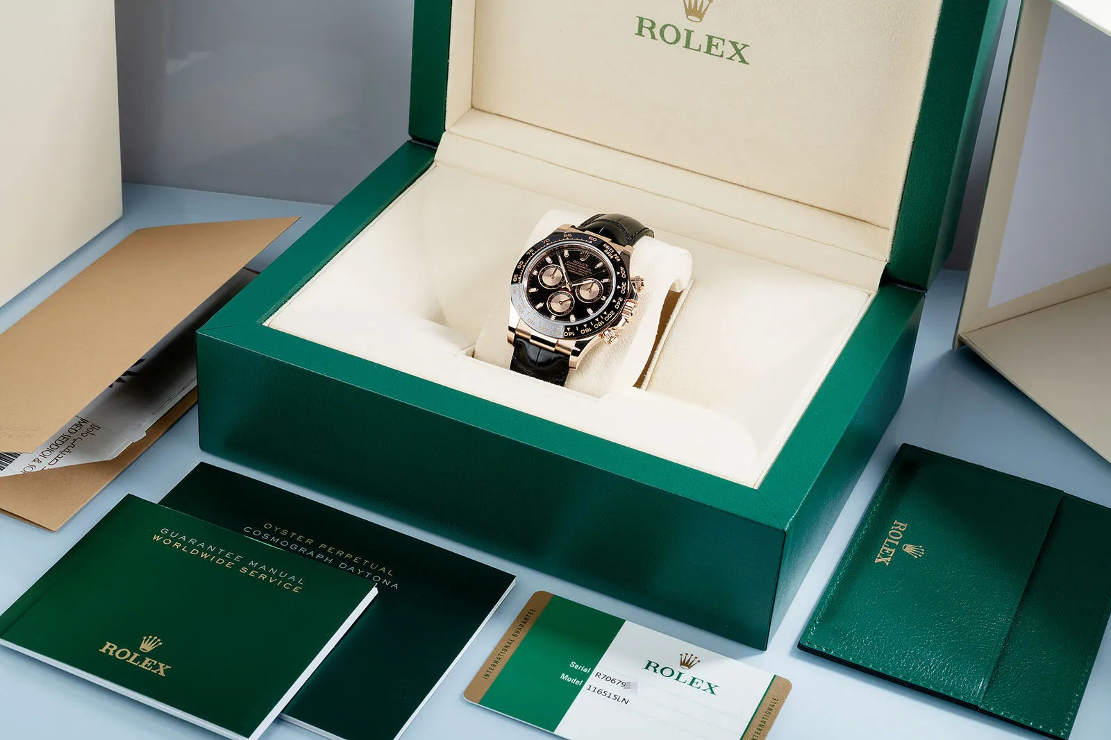 Rolex Chronograph Edition – Brown Leather Strap (Butterfly Lock)