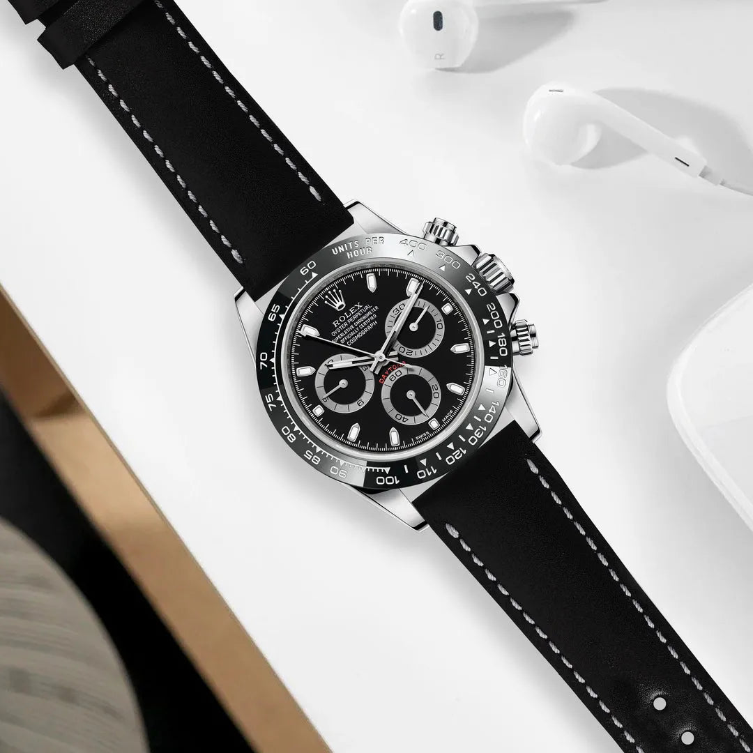 Rolex Chronograph Edition – Brown Leather Strap (Butterfly Lock)