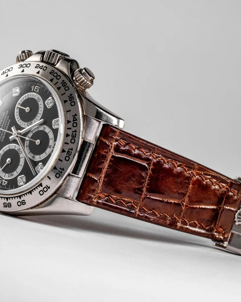 Rolex Chronograph Edition – Brown Leather Strap (Butterfly Lock)