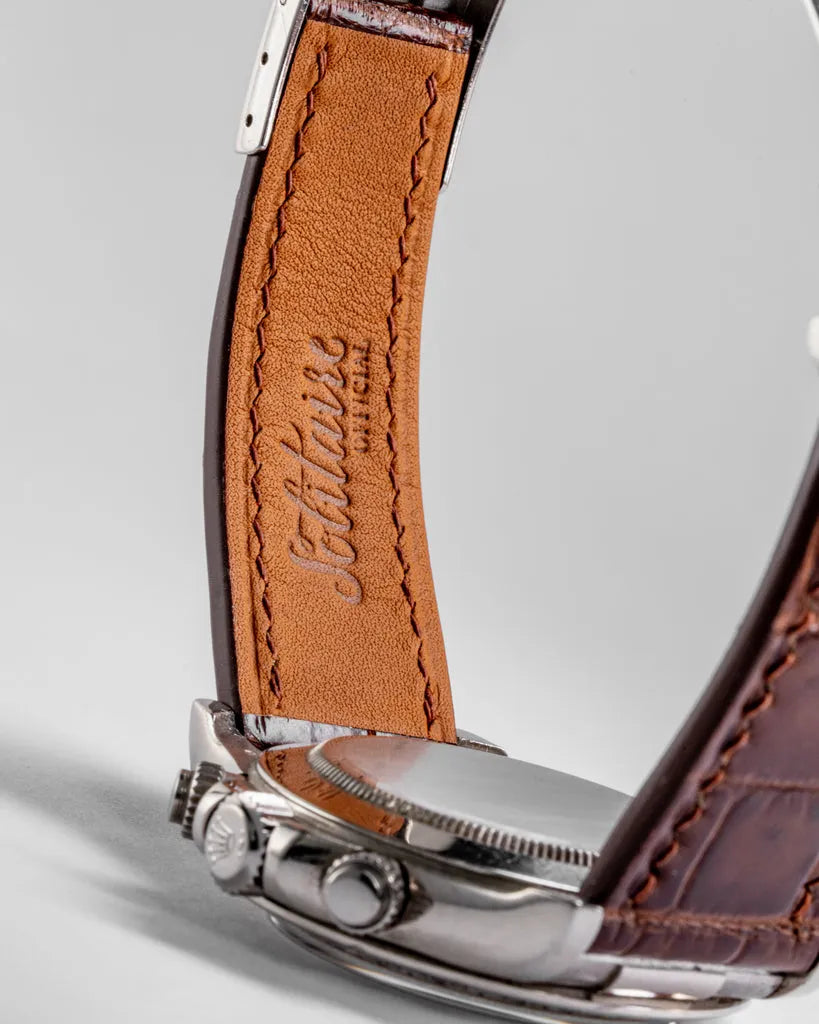 Rolex Chronograph Edition – Brown Leather Strap (Butterfly Lock)