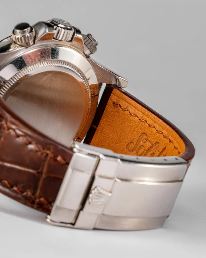 Rolex Chronograph Edition – Brown Leather Strap (Butterfly Lock)