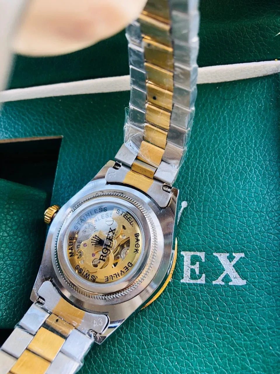 Rolex Automatic – Two Tone Stainless Steel Chain (Gold Dial)