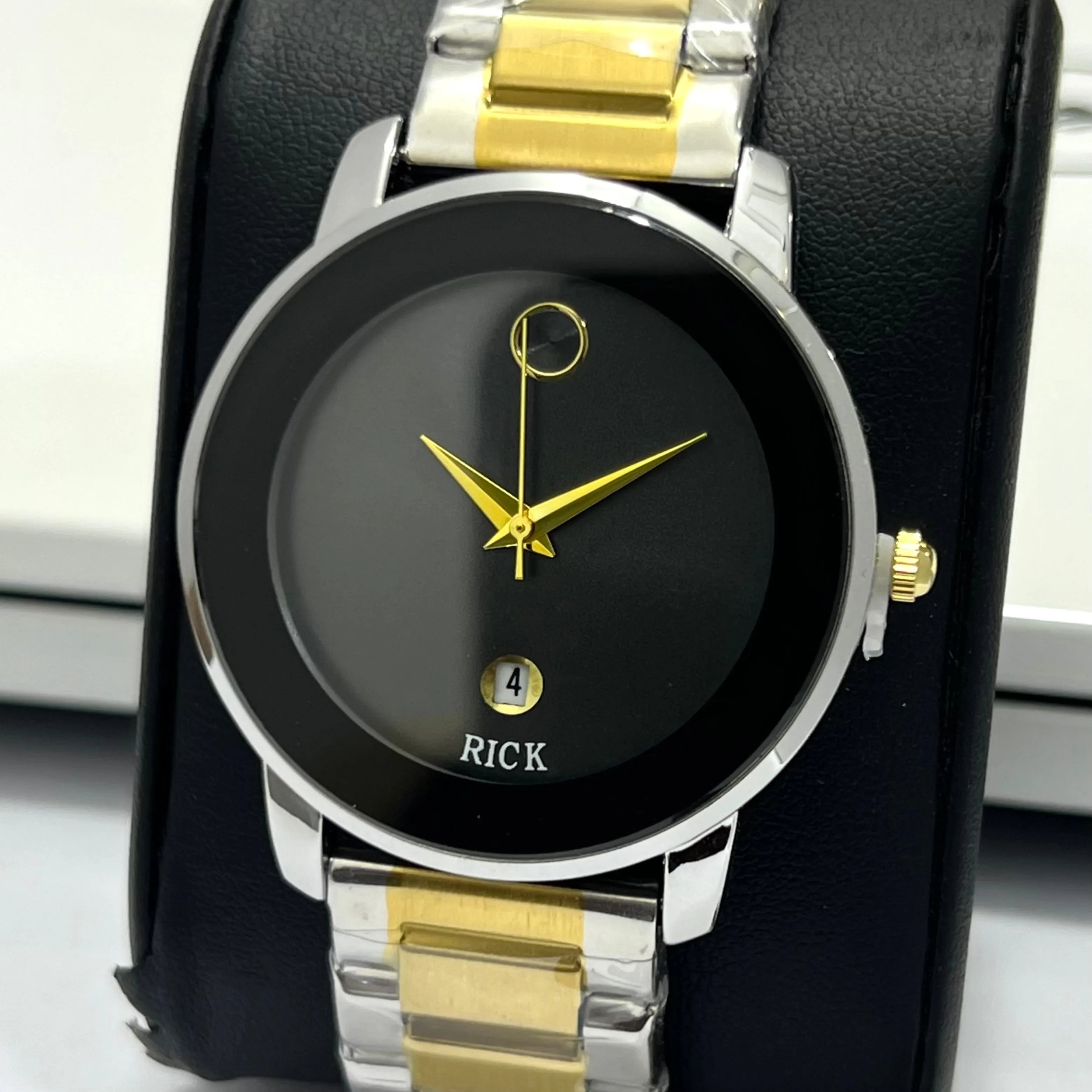 RICK Classic Round Dial – Silver Stainless Steel Chain (Black Dial)