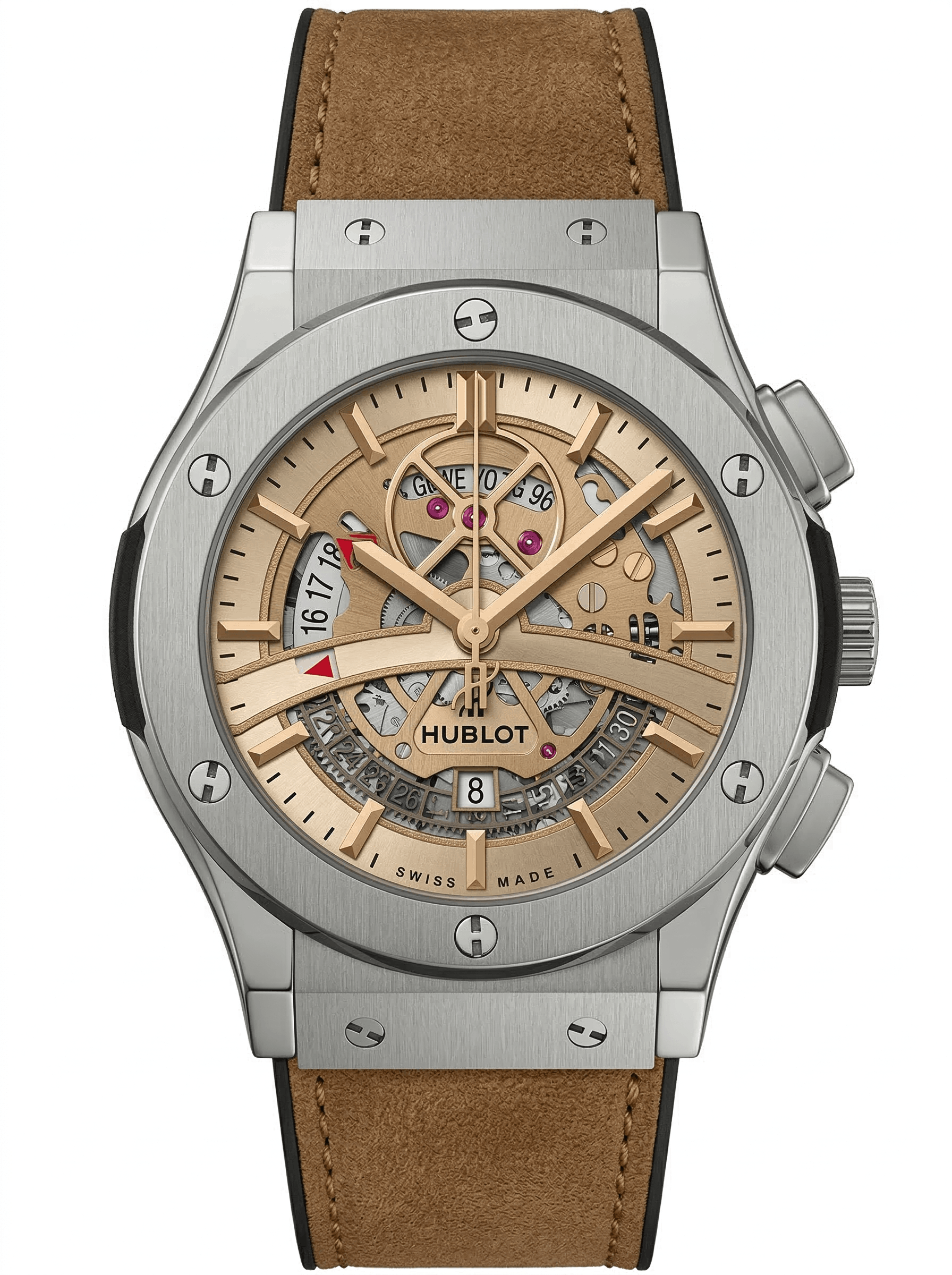 Hublot Skeleton Dial – Black Leather Strap (Waterproof)