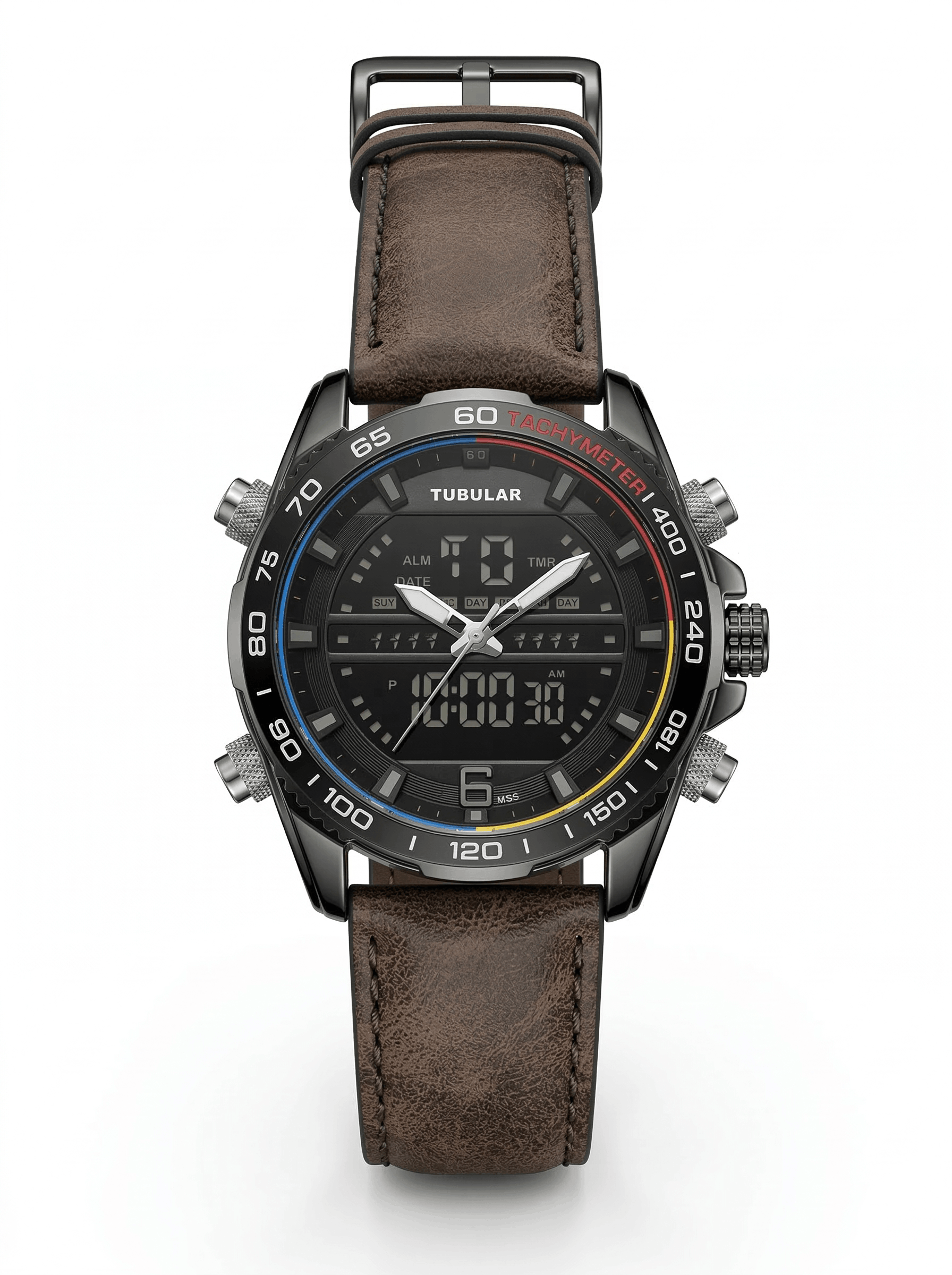 Tubular Dual Time Chronograph – Brown Leather Strap Edition
