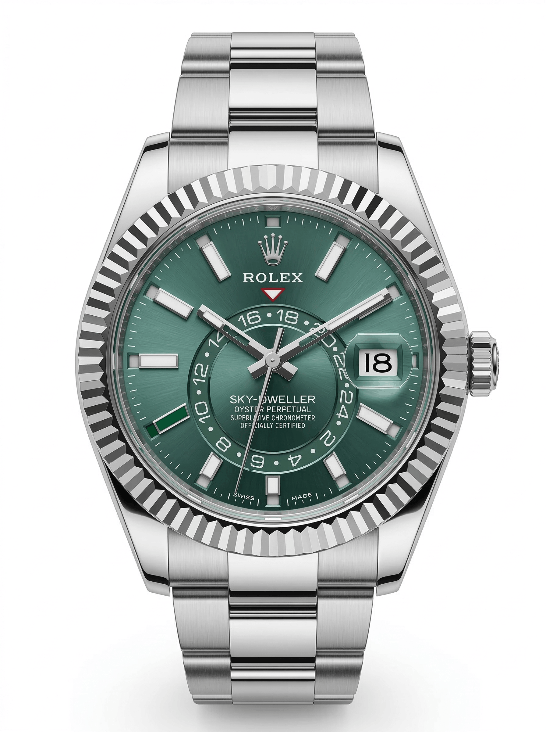 Rolex Sky-Dweller – Silver Stainless Steel Chain (White Dial)