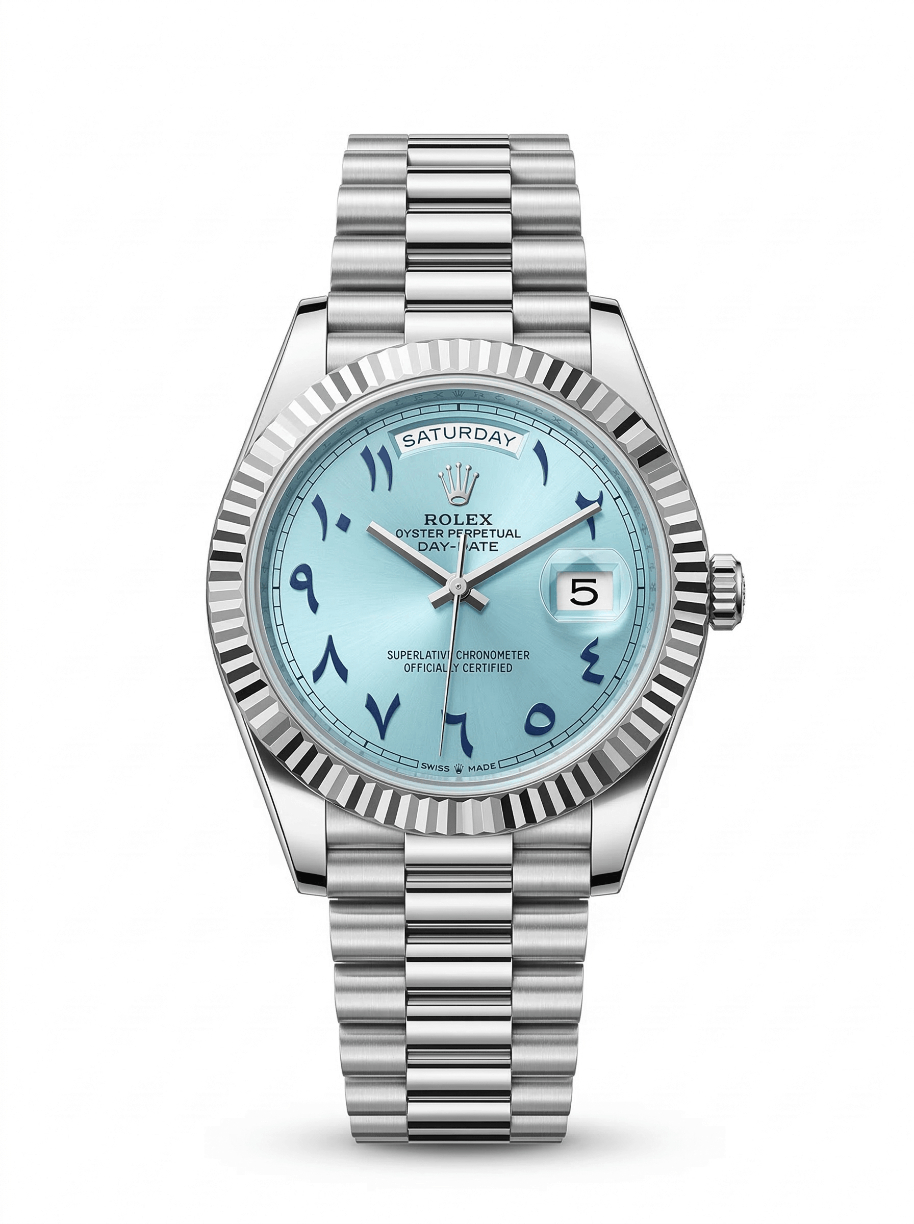 Rolex Day Date Ice Blue Arabic Dial Watch