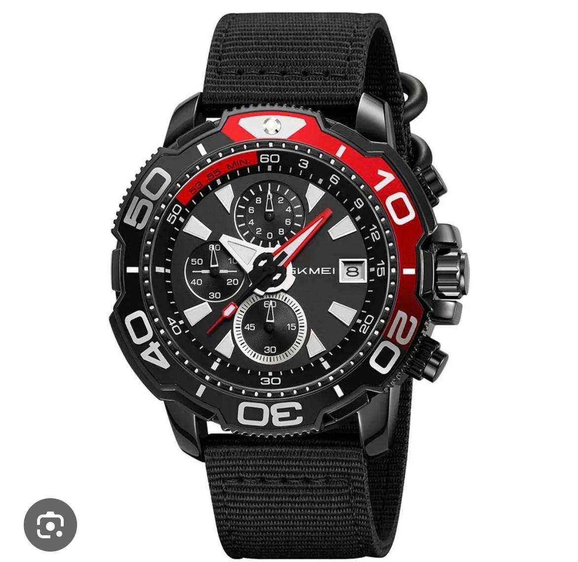 SKMEI 9381 Nylon Strap Six Hand Chronograph Men Trendy Sport Quartz Watch