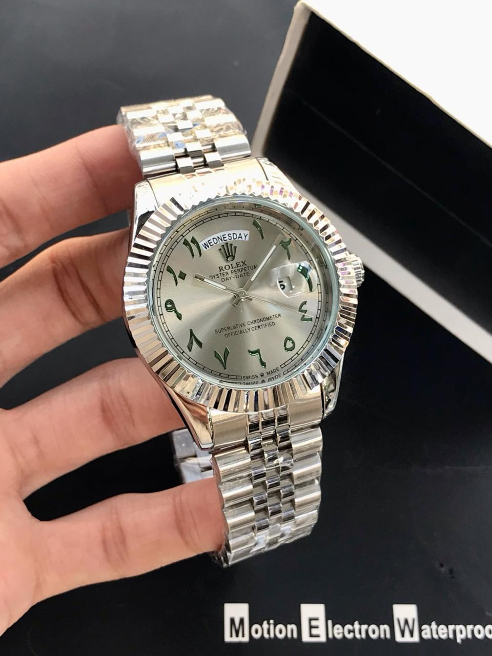 Rolex Day Date Ice Blue Arabic Dial Watch