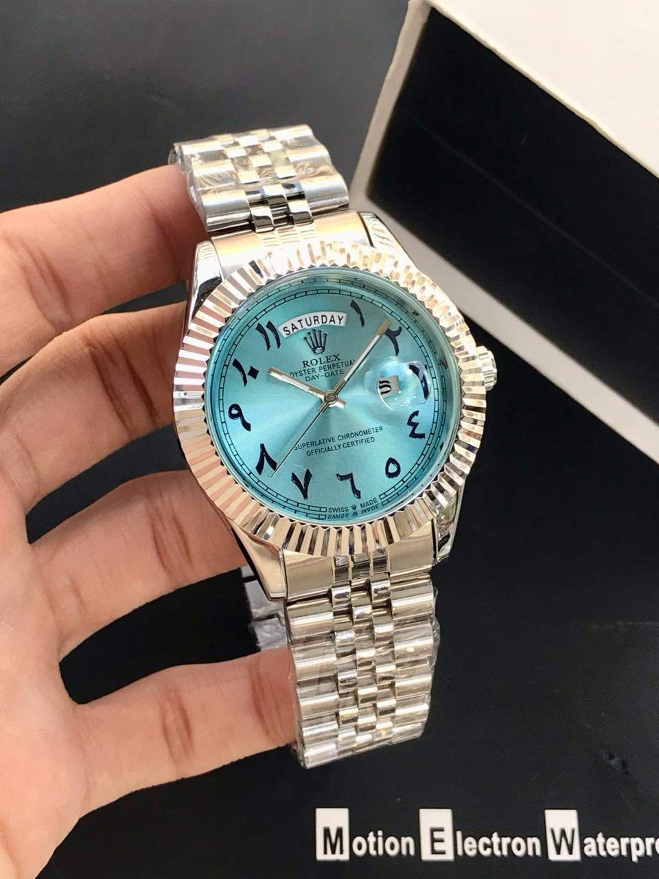 Rolex Day Date Ice Blue Arabic Dial Watch
