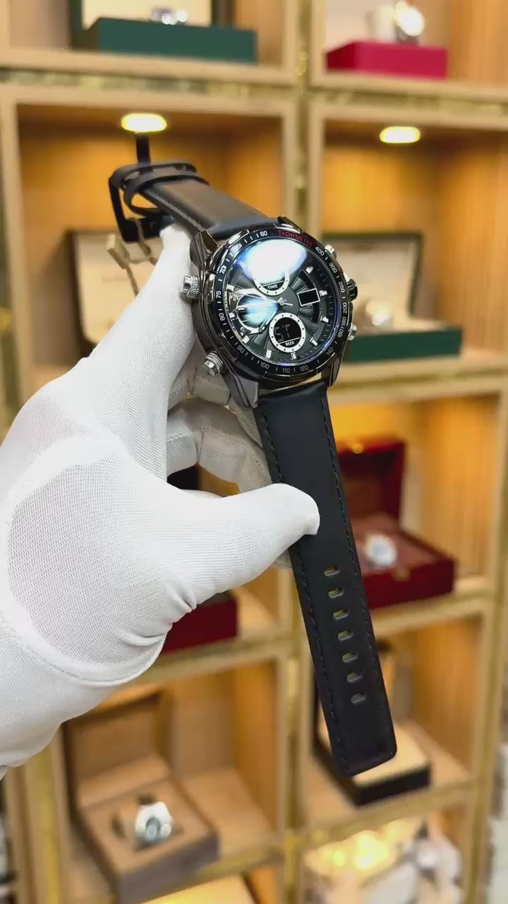 Tubular Dual Time Chronograph – Brown Leather Strap Edition